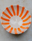 Handmade Moroccan Ceramic Bowl - Orange Stripes