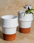 Beldi Ceramic Cup | Handmade White & Terracotta