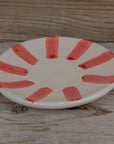 Handmade Striped Coffee Cup & Saucer - Red