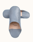 Moroccan Babouche Slippers, Grey