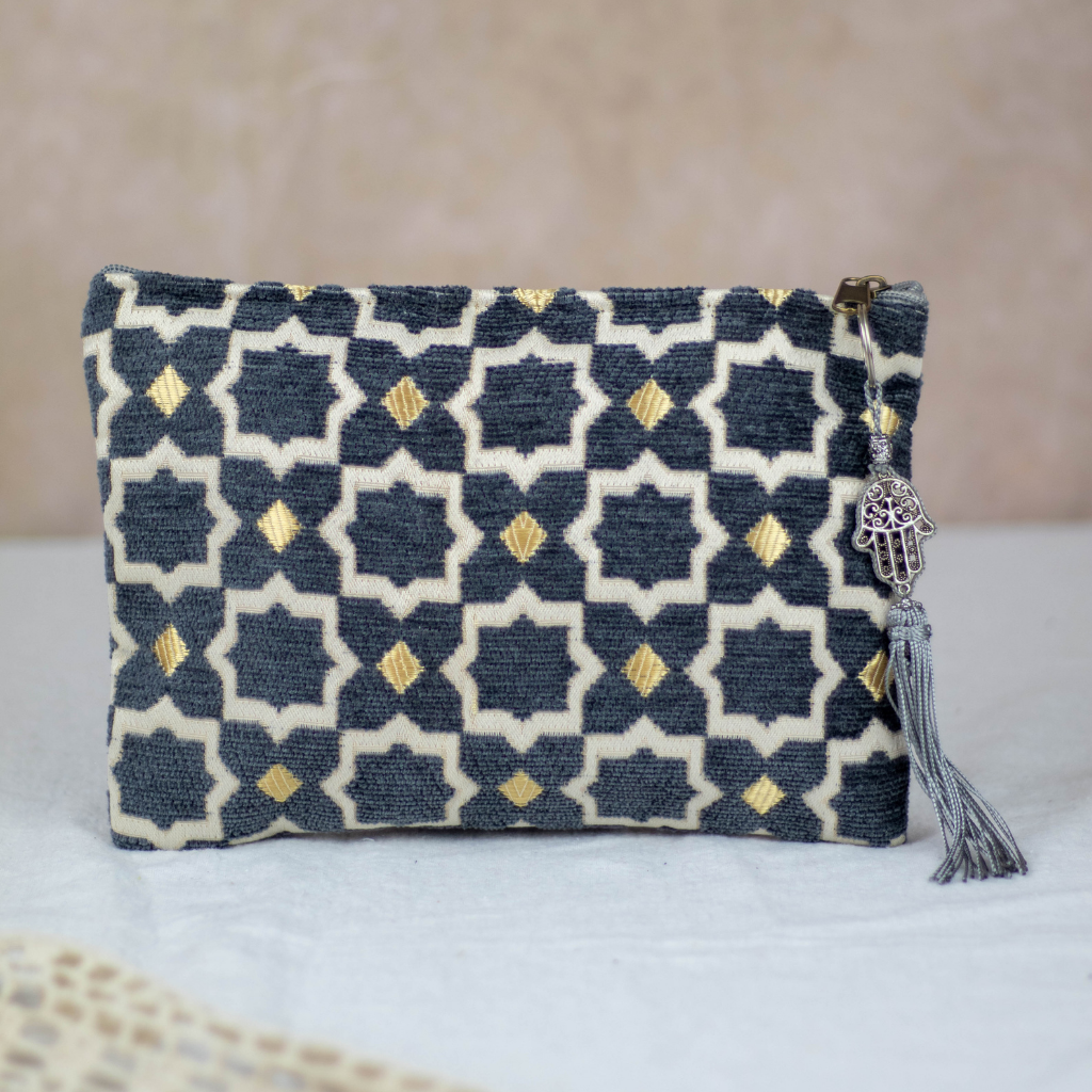 Tassel Clutch in Grey - Sleek Party Purse with Zip
