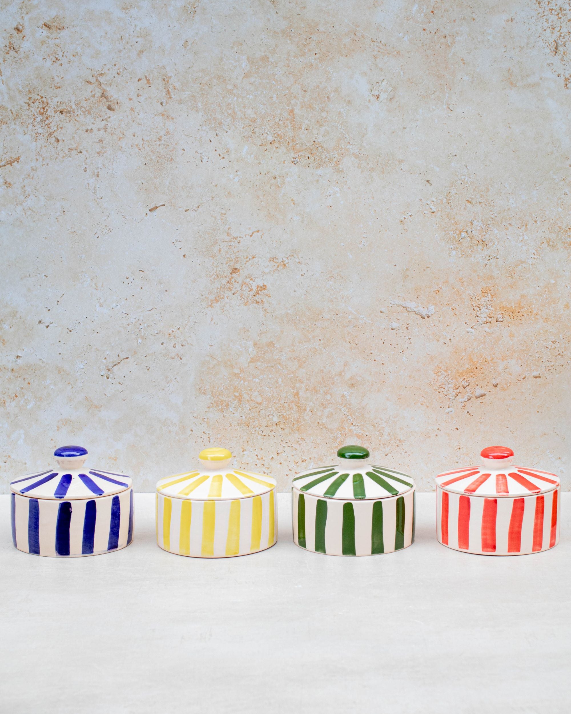 Moroccan Striped Lidded Pot