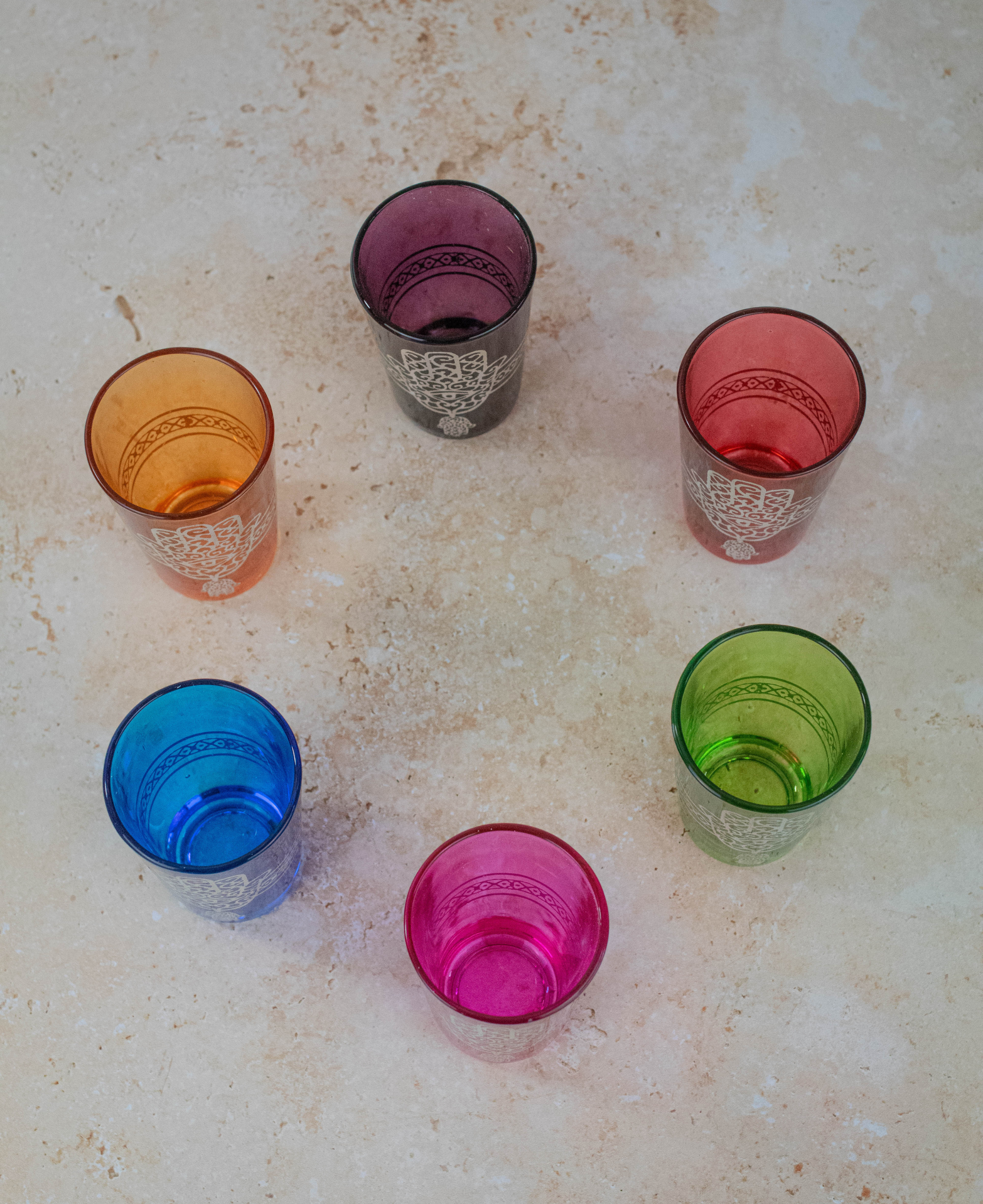 Moroccan Tea Glasses Multicoloured Set of 6