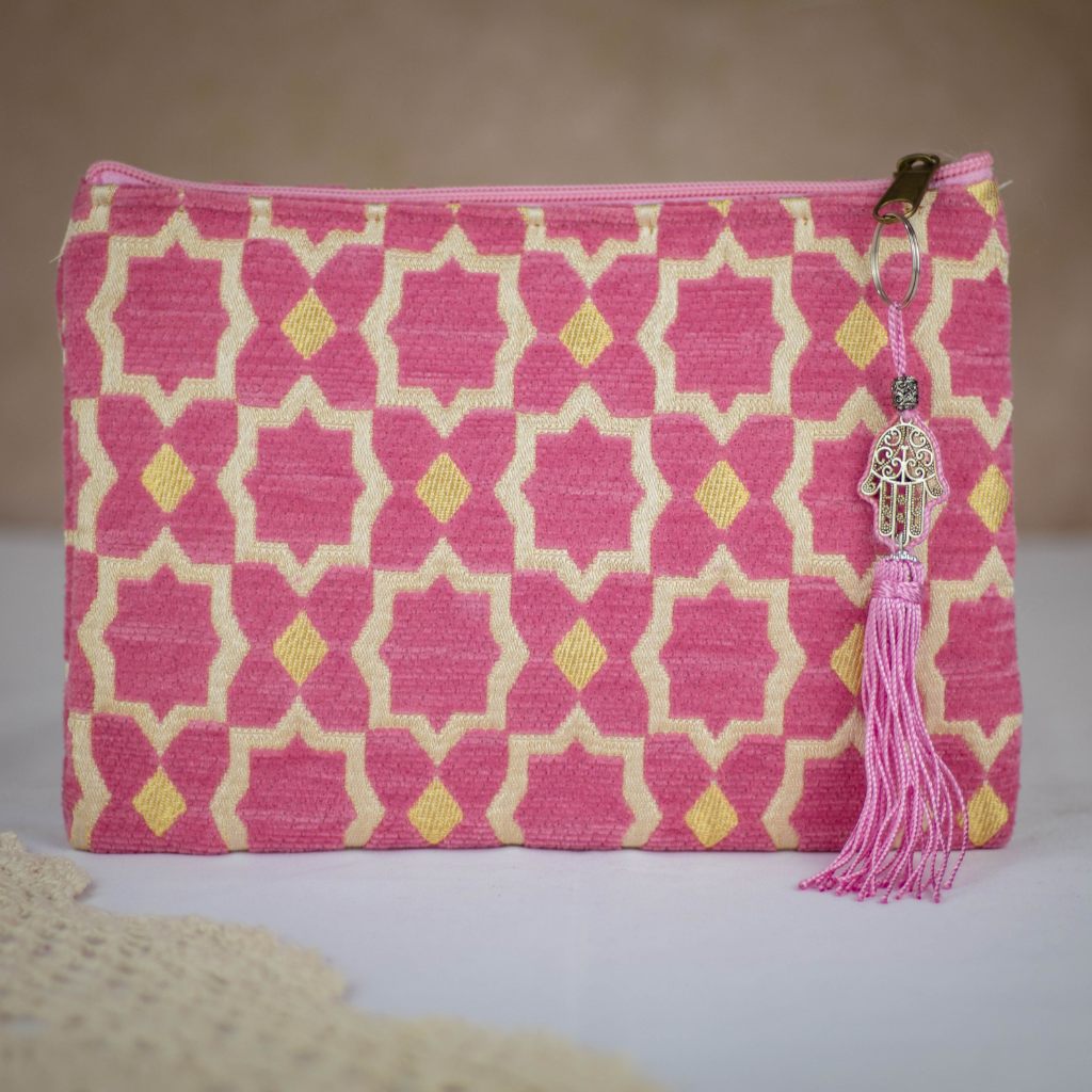 Tassel Clutch in Pink - Sleek Party Purse with Zip