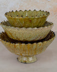 Handmade Tamegroute Pottery Pedestal Bowl - Ochre