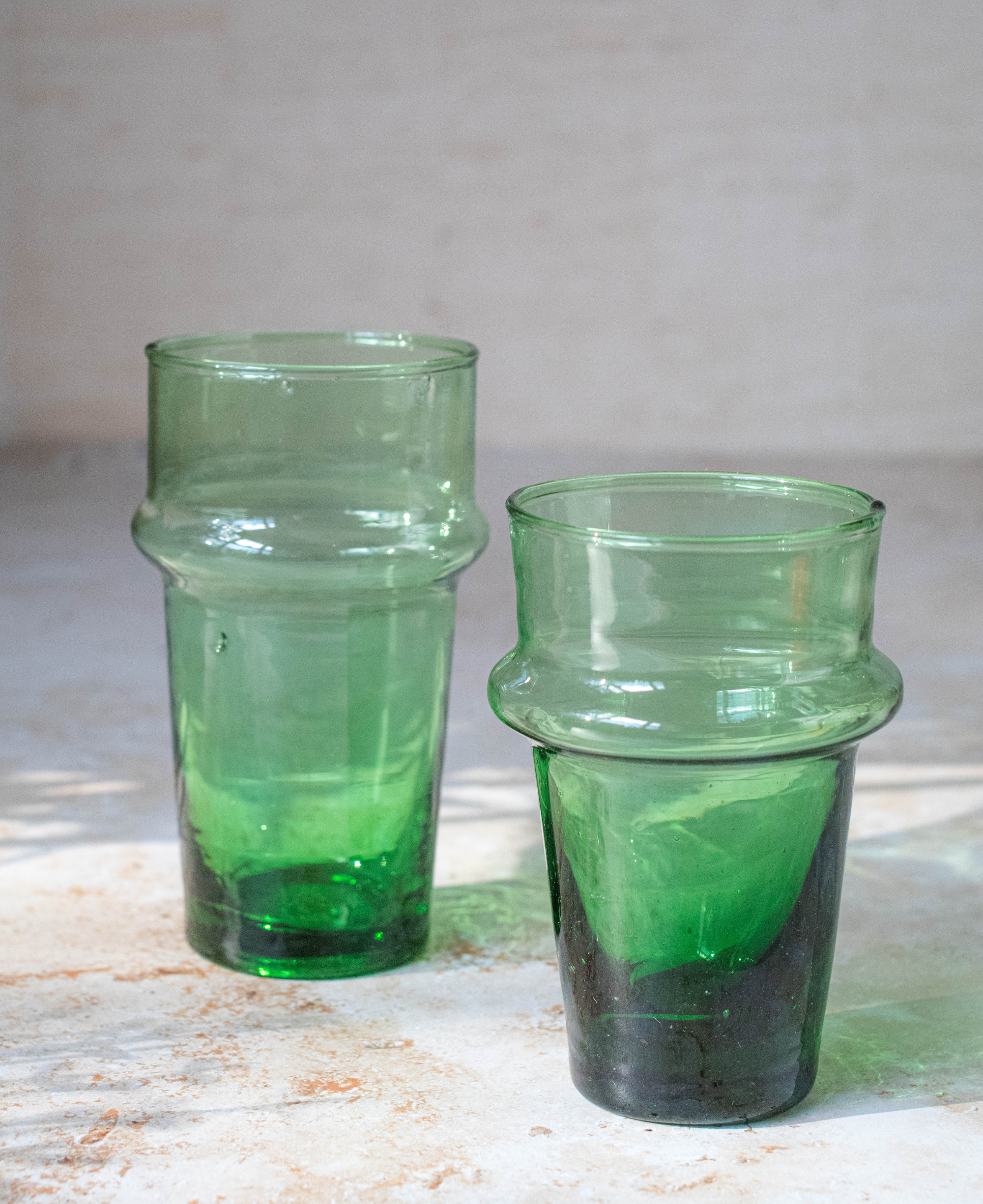 Recycled Moroccan Green Tumbler Glass, Set of 6