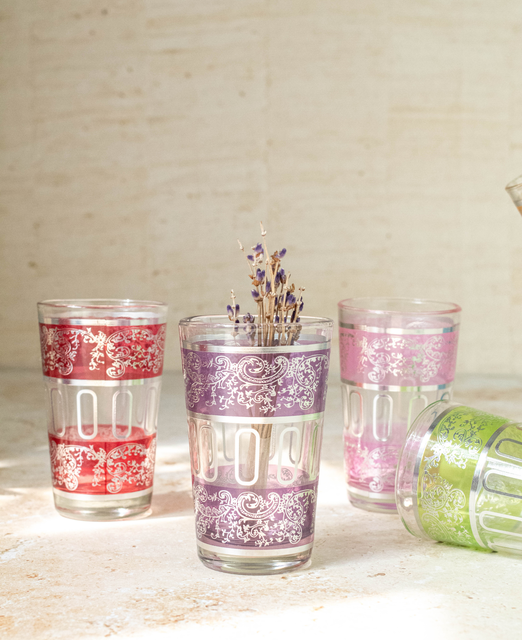 Moroccan Tea Set of 6 – Multicolored Glasses