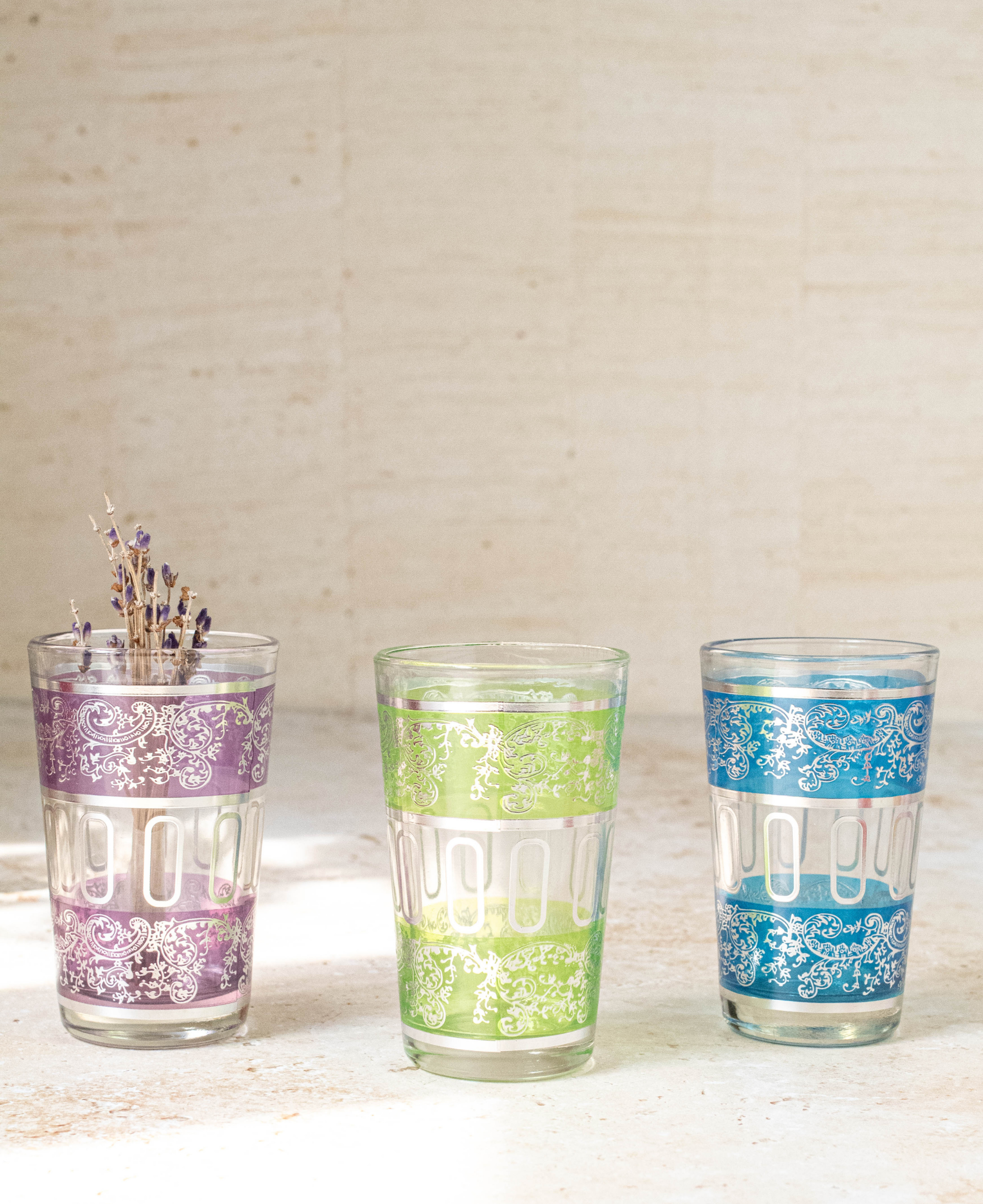 Moroccan Tea Set of 6 – Multicolored Glasses