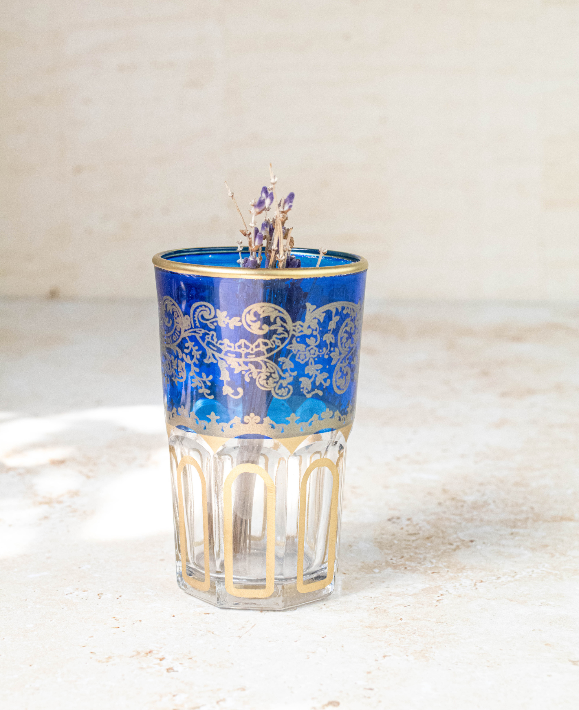 Set of 6 Handcrafted Blue Moroccan Tea Glasses