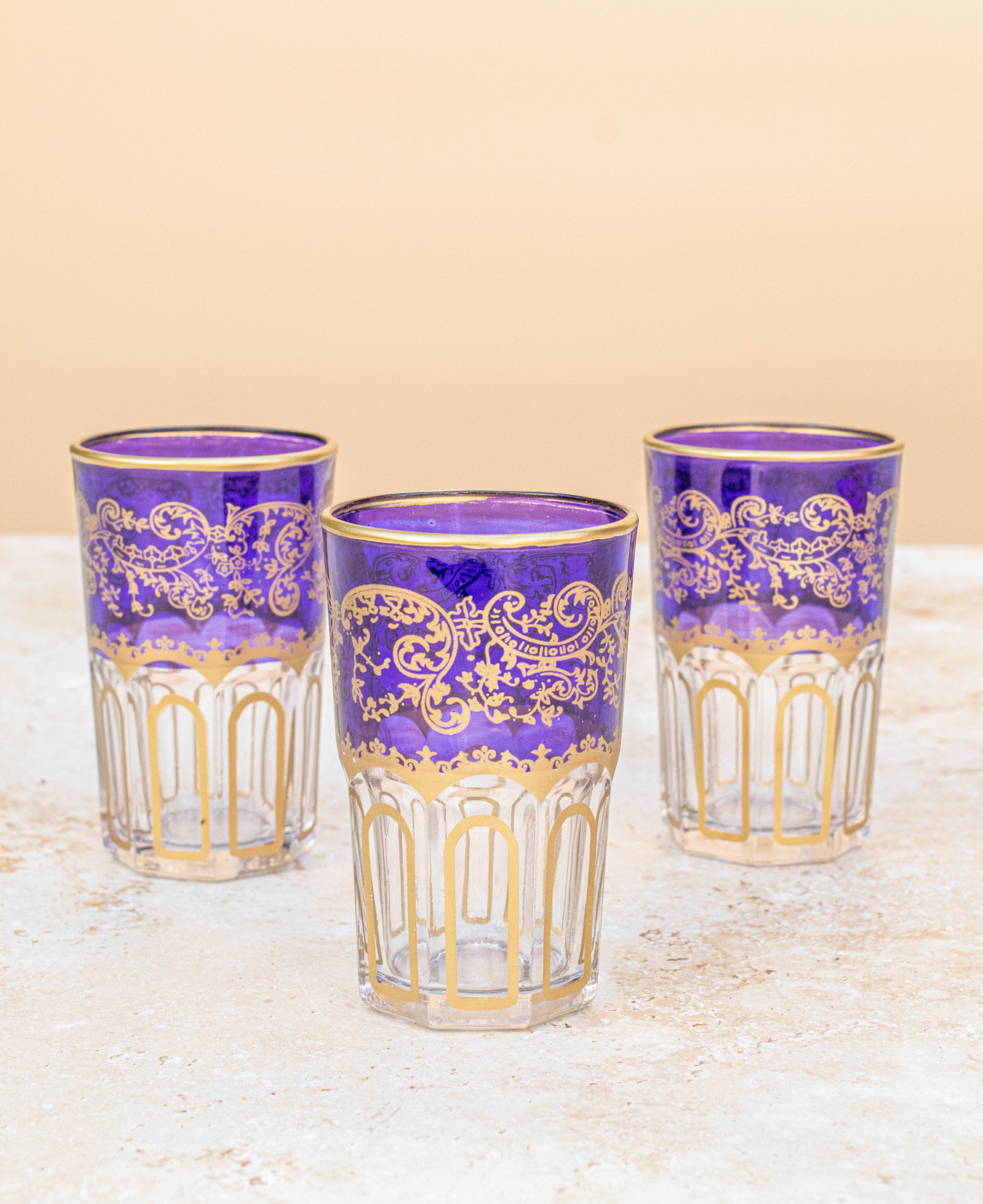 Set of 6 Moroccan Multicoloured Tea Glasses – Purple
