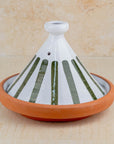 Handmade Moroccan Cooking Tagine - Green Stripes Tajine