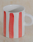 Handmade Striped Coffee Mug - Red