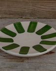 Handmade Striped Coffee Cup & Saucer - Green