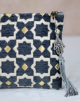 Tassel Clutch in Grey - Sleek Party Purse with Zip