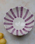 Handmade Moroccan Ceramic Bowl - Purple Stripes