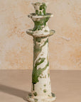 Handmade Tamegroute Splatter Candlestick - Green