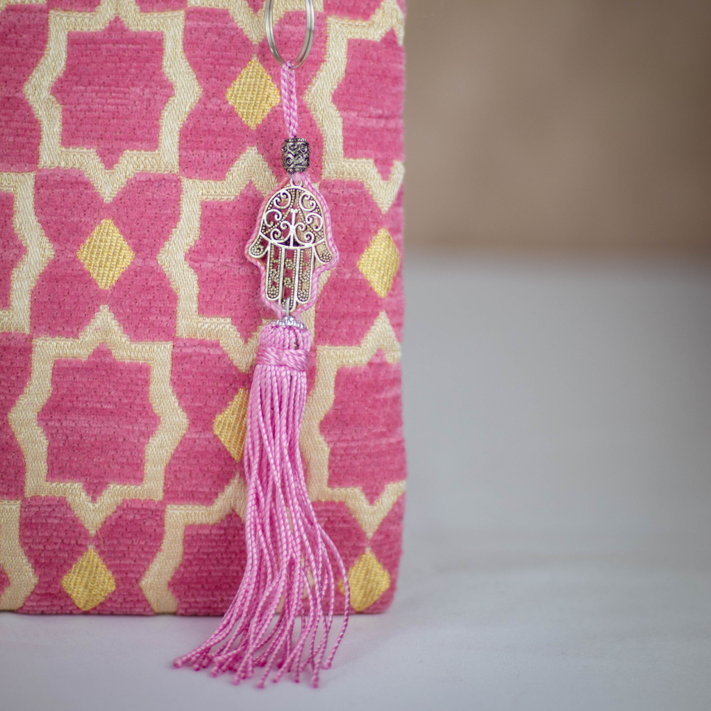 Tassel Clutch in Pink - Sleek Party Purse with Zip