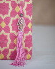 Tassel Clutch in Pink - Sleek Party Purse with Zip