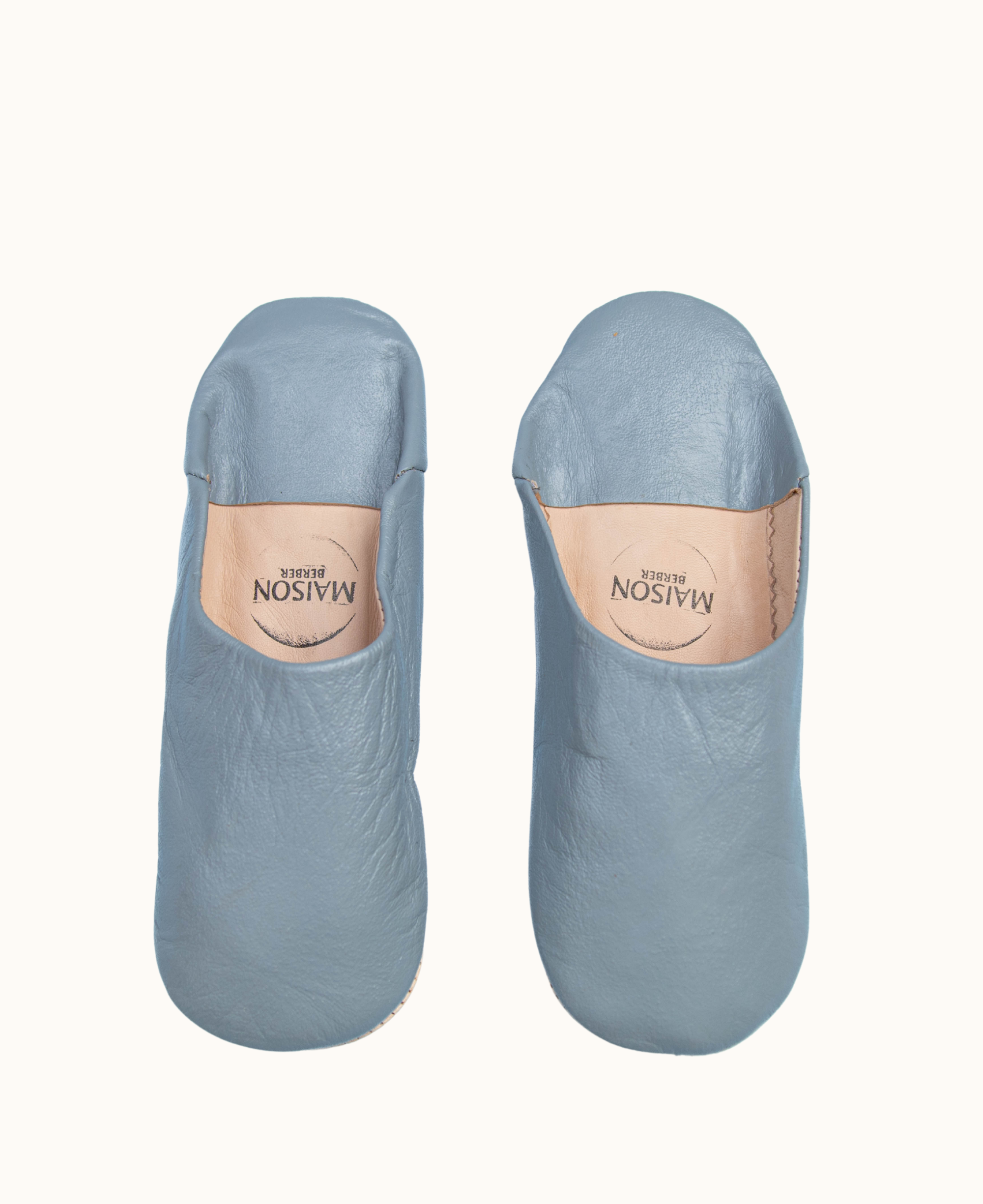 Moroccan Babouche Slippers, Grey