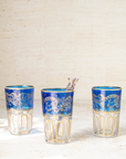 Set of 6 Handcrafted Blue Moroccan Tea Glasses