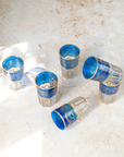 Set of 6 Handcrafted Blue Moroccan Tea Glasses