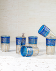 Set of 6 Handcrafted Blue Moroccan Tea Glasses