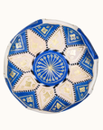 Moroccan Leather Floor Pouffe/Ottoman: Blue