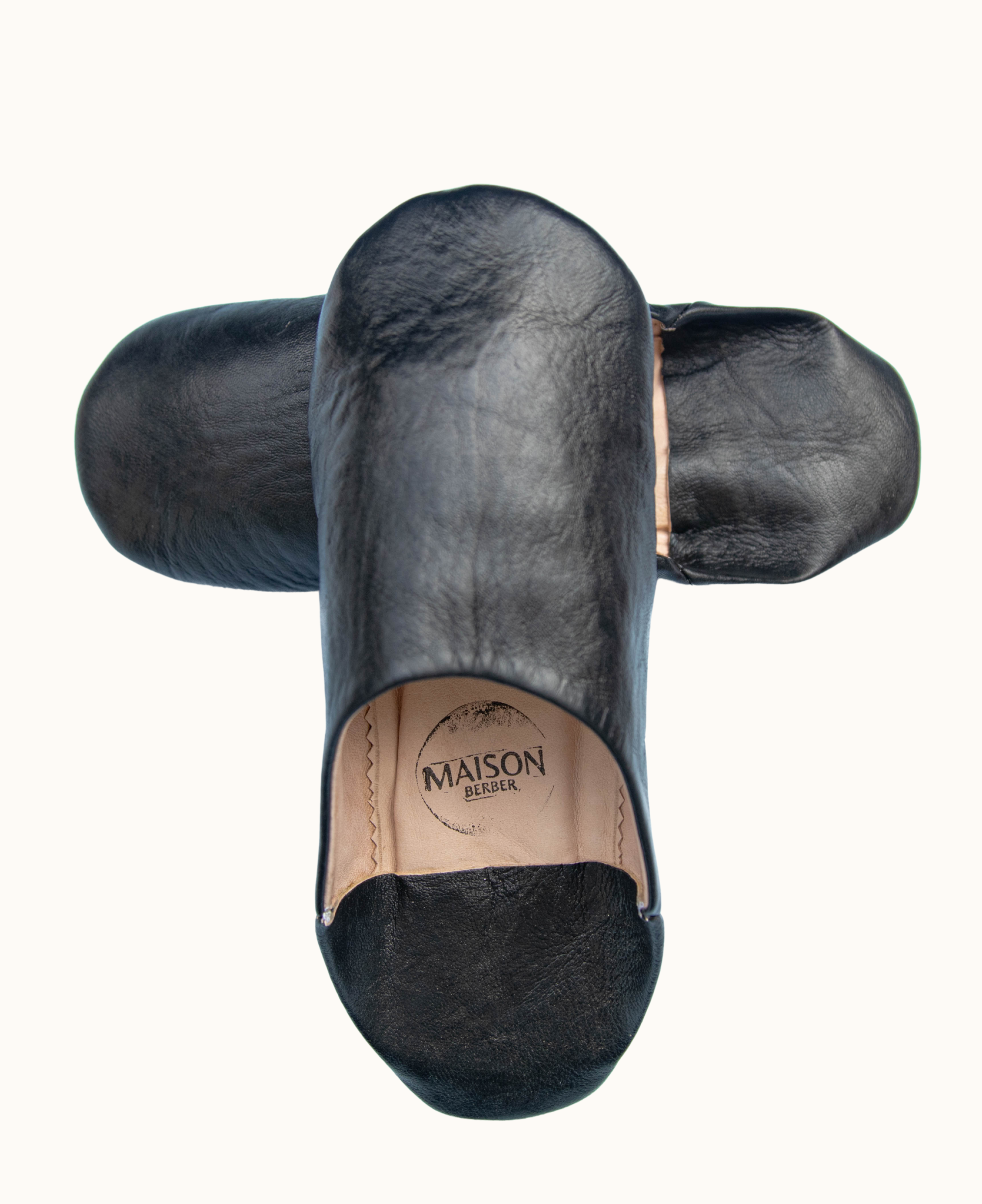Moroccan Babouche Slippers, Black