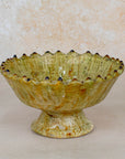 Handmade Tamegroute Pottery Pedestal Bowl - Ochre