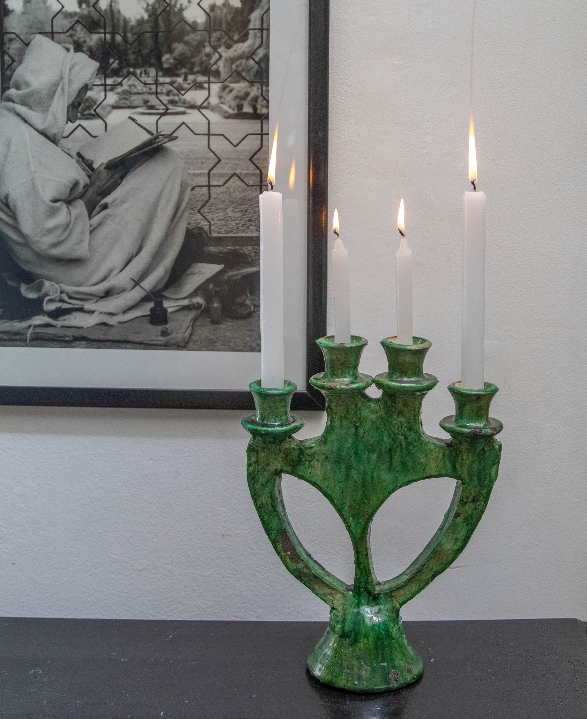 Vintage Tamegroute Handmade Candlestick Holder