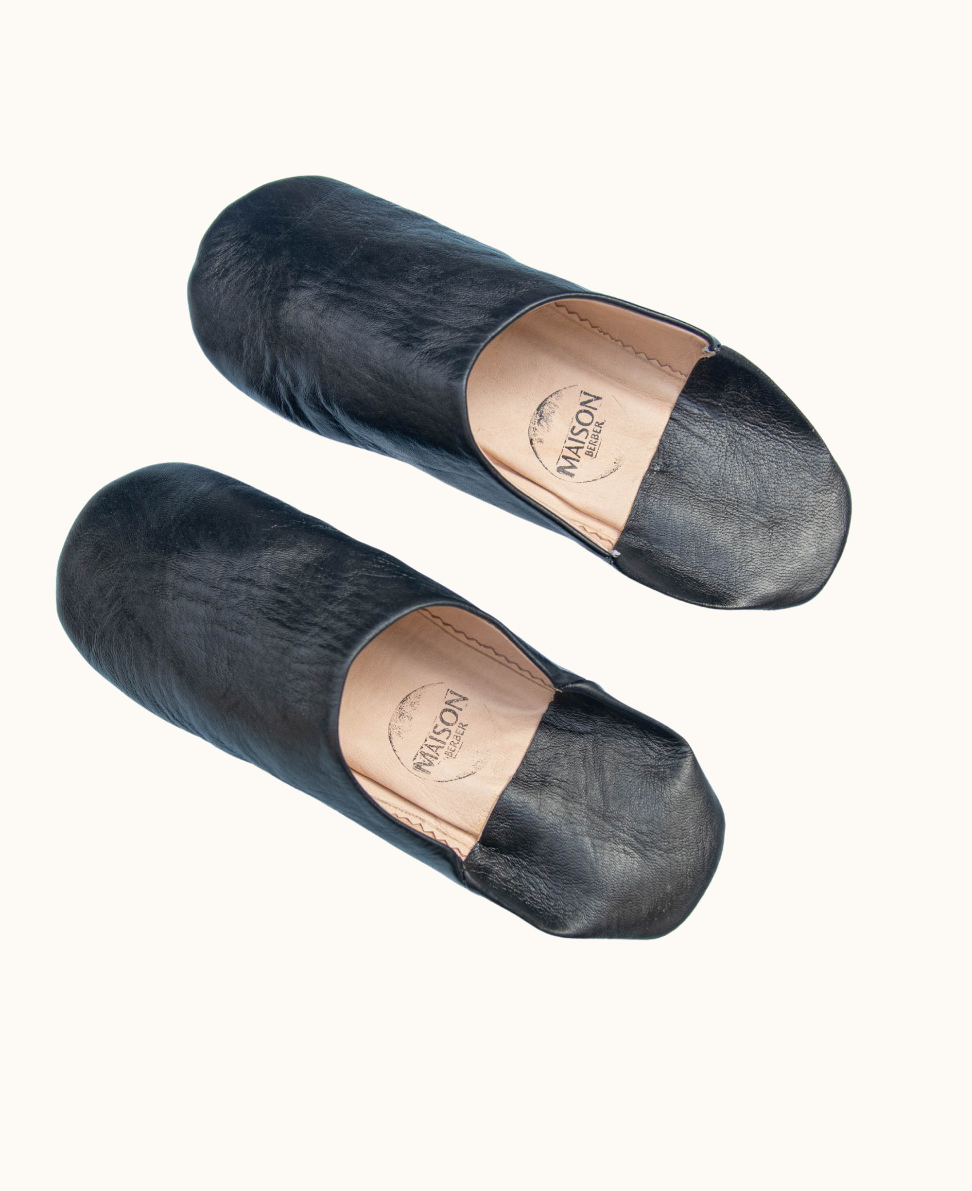 Moroccan Babouche Slippers, Black