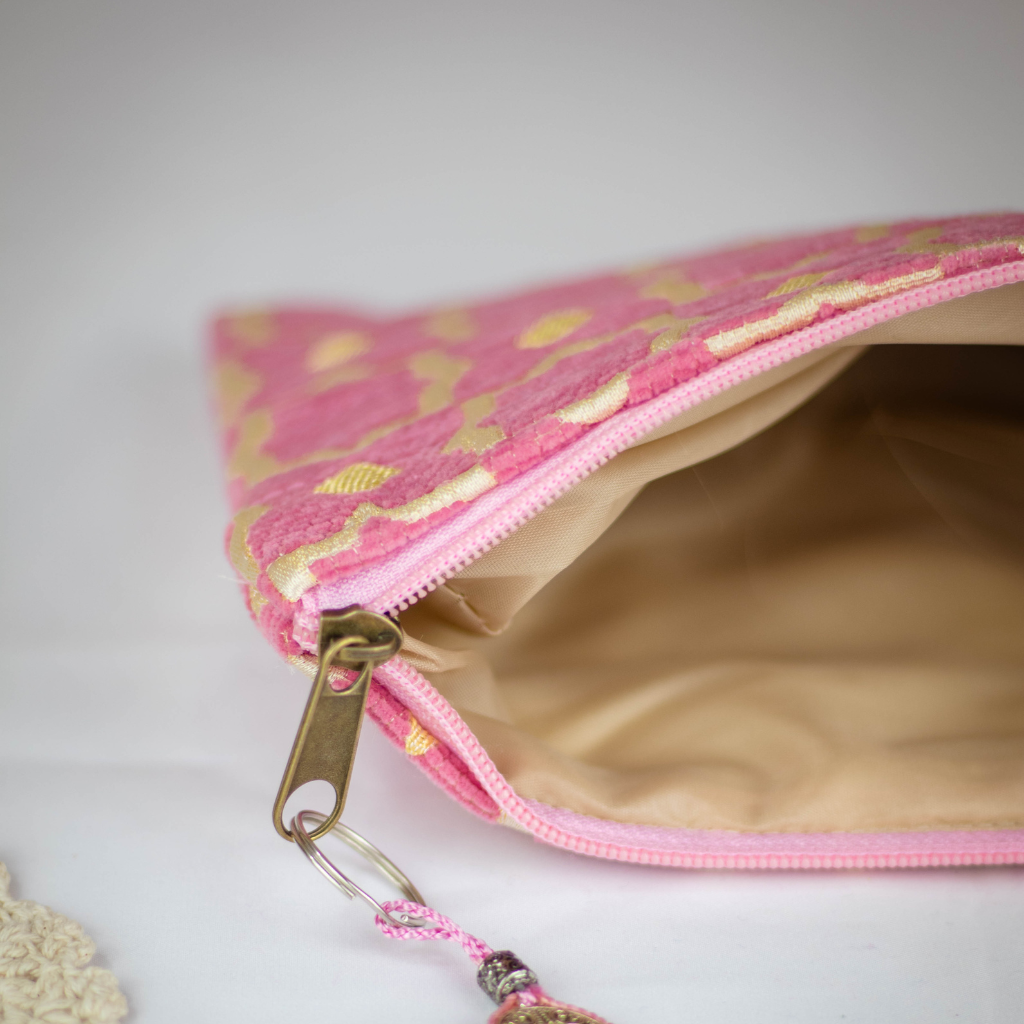 Tassel Clutch in Pink - Sleek Party Purse with Zip