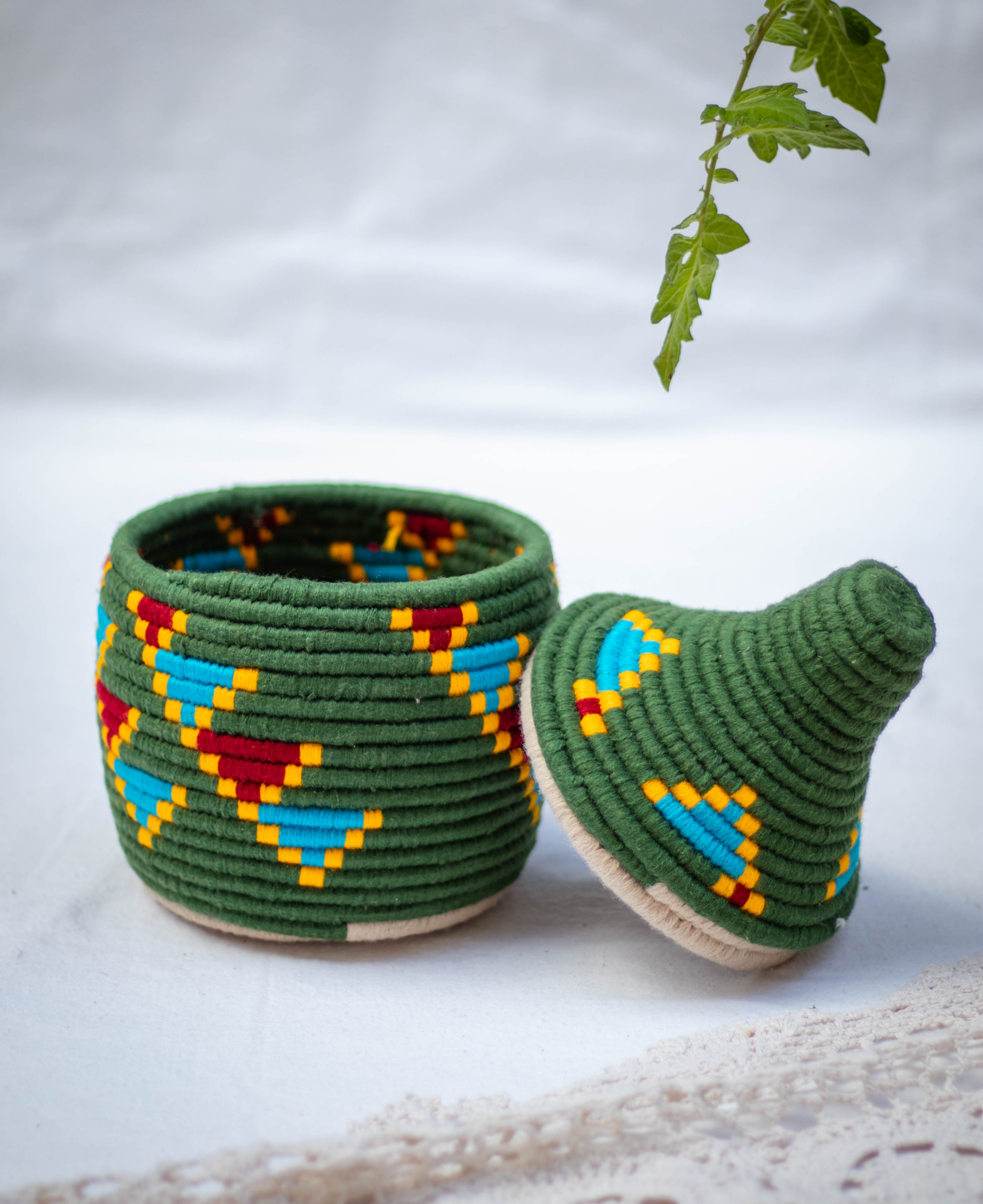 Hand-Woven Moroccan Wool Pot - 022