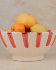 Handmade Moroccan Ceramic Bowl - Red Stripes