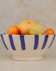 Handmade Moroccan Ceramic Bowl - Blue Stripes