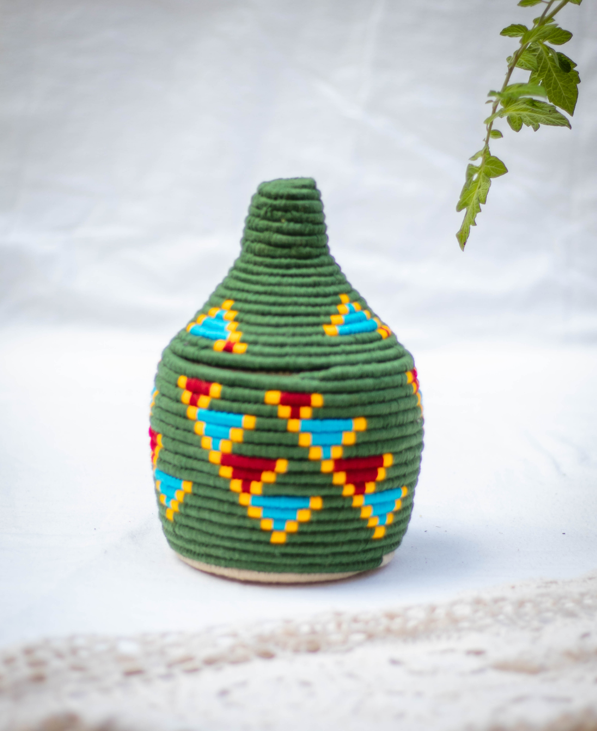 Hand-Woven Moroccan Wool Pot - 022