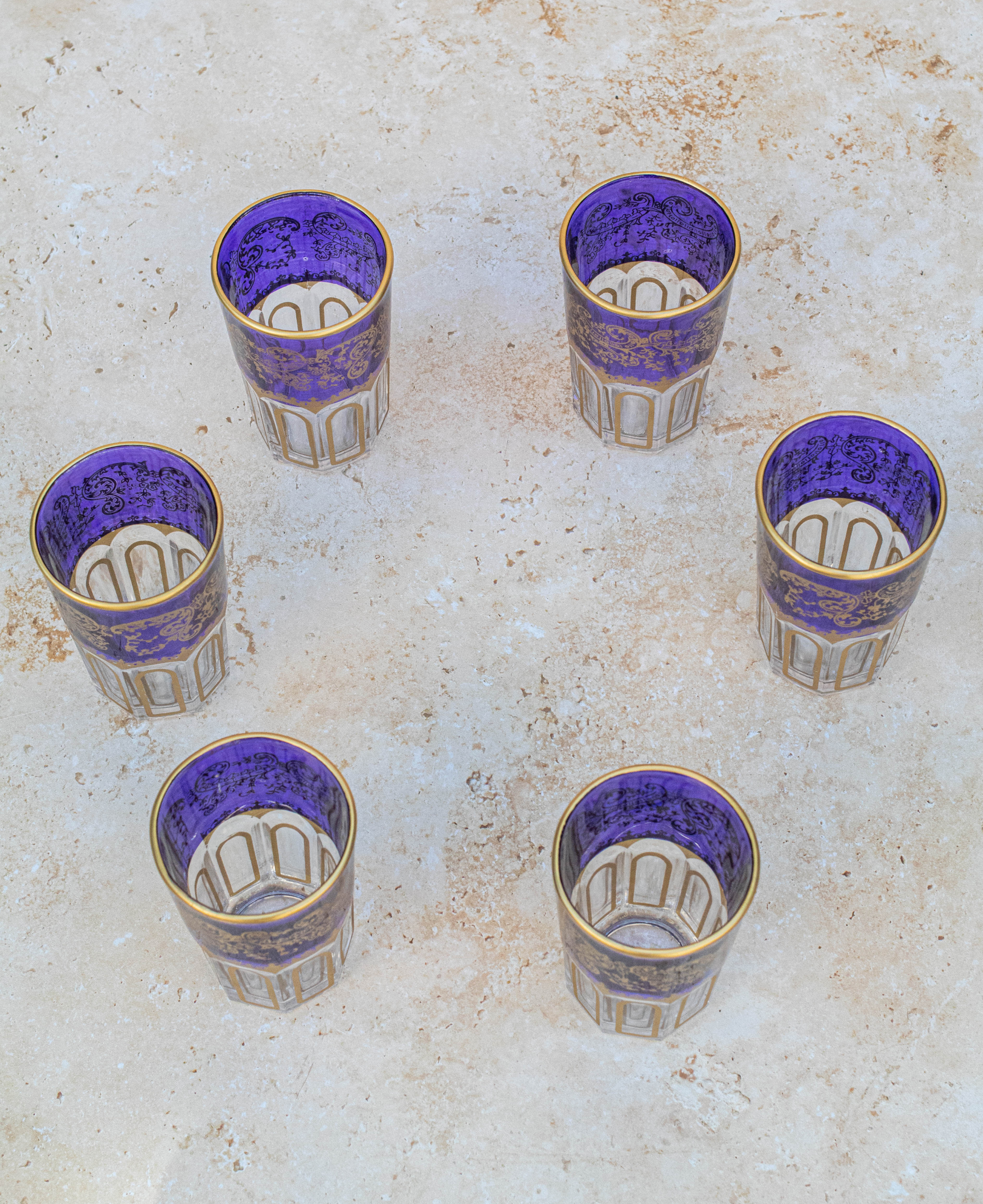 Set of 6 Moroccan Multicoloured Tea Glasses – Purple