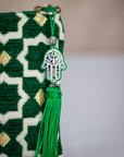 Tassel Clutch in Green - Sleek Party Purse with Zip