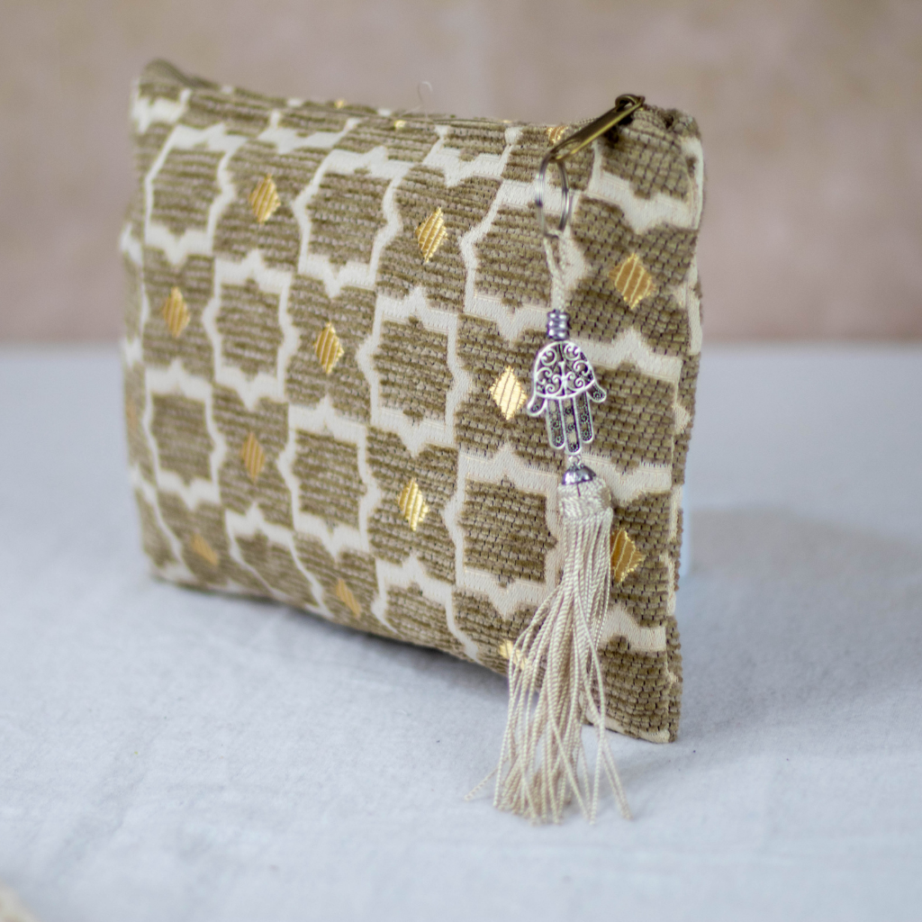 Tassel Clutch in Gold - Sleek Party Purse with Zip