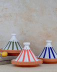 Handmade Moroccan Cooking Tagine - Blue Stripes