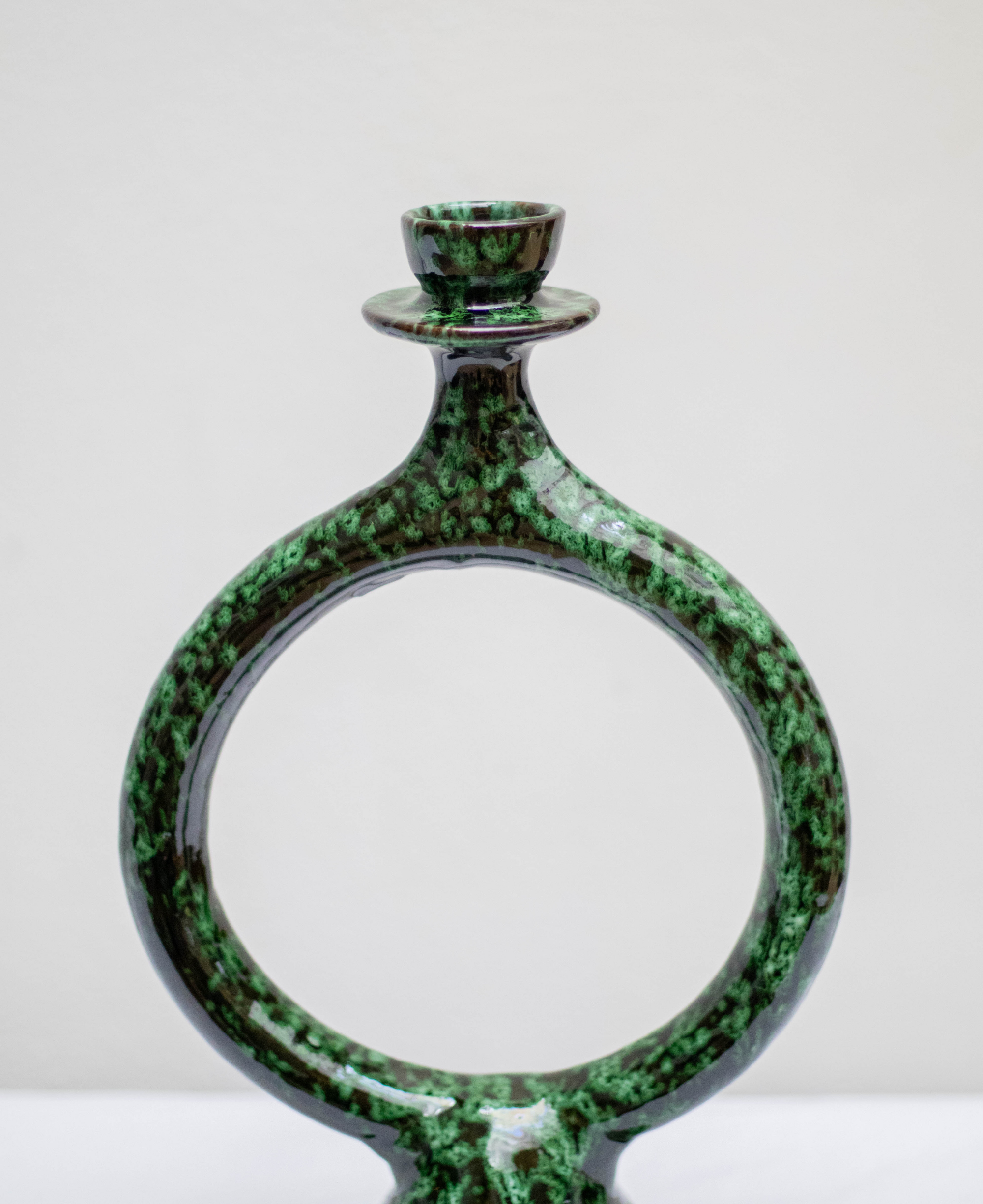 Handmade Green Ceramic Glazed Candlestick