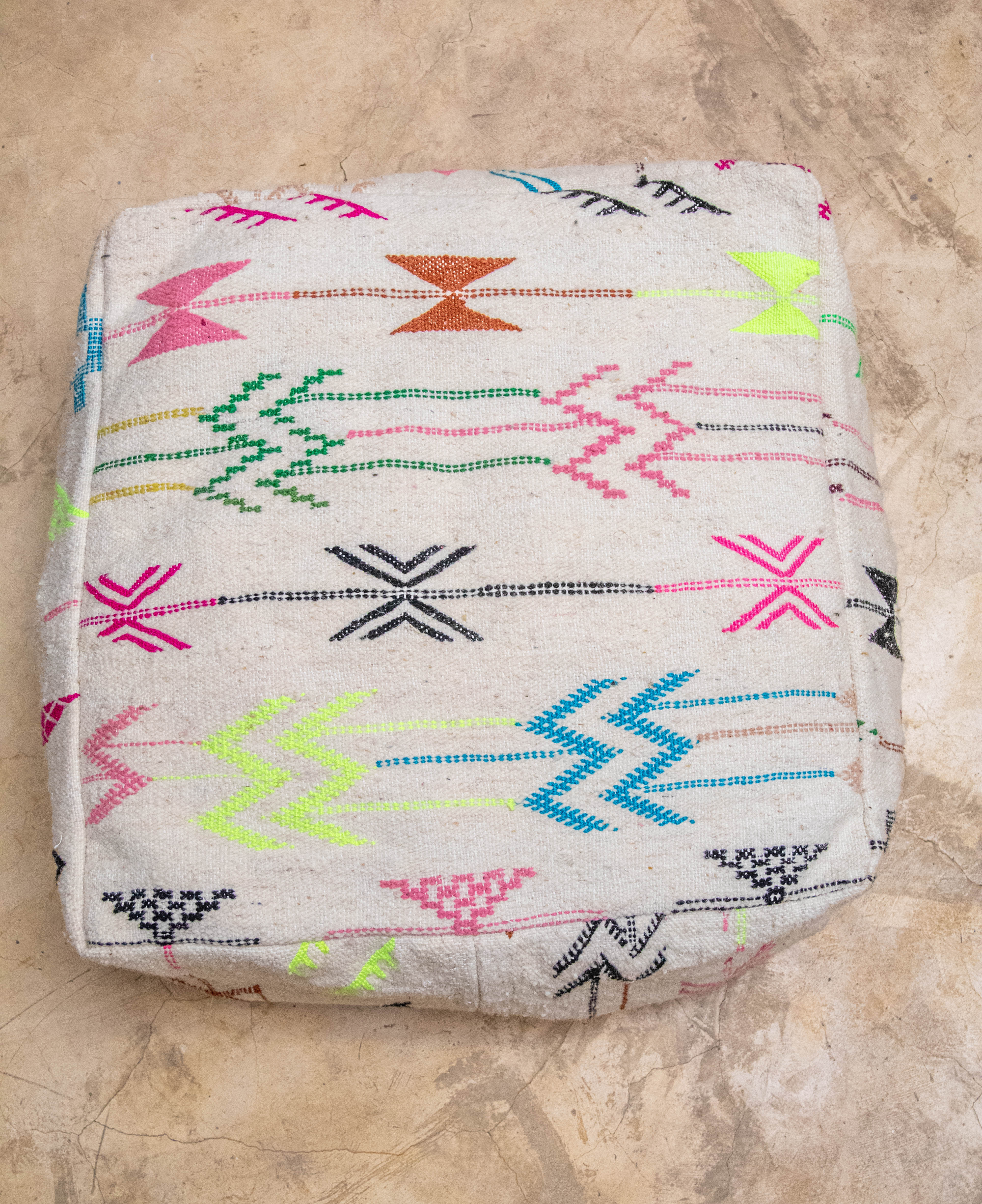 Handmade Moroccan Floor Cushion - Boho Vintage Floor Pouf