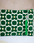 Tassel Clutch in Green - Sleek Party Purse with Zip