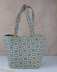Moroccan Brocade Velvet and Gold Threads Tote Bag in Grey