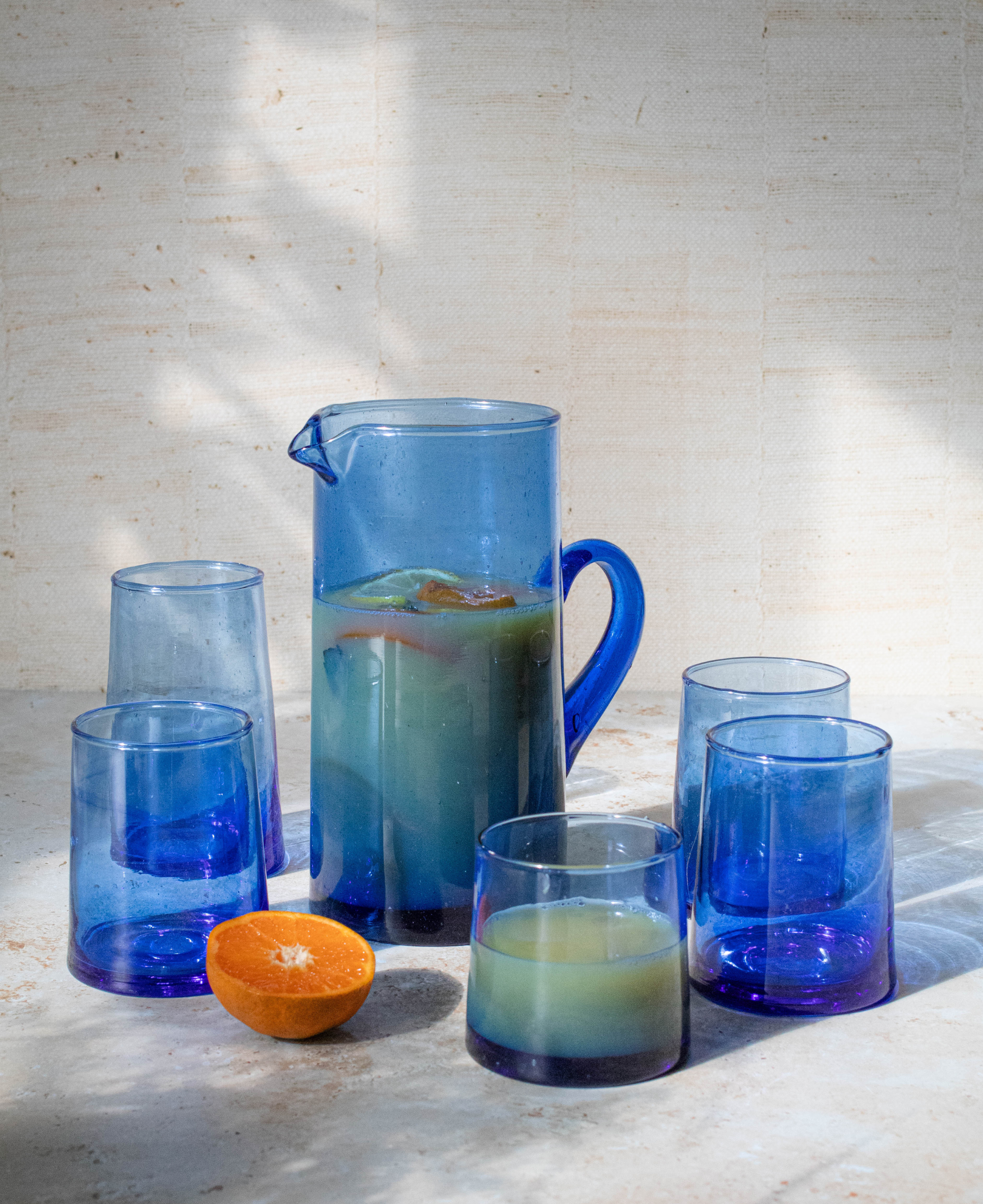 Recycled Moroccan Blue Tumbler/Highball Glass