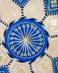 Moroccan Leather Floor Pouffe/Ottoman: Blue