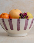 Handmade Moroccan Ceramic Bowl - Purple Stripes
