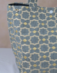Moroccan Brocade Velvet and Gold Threads Tote Bag in Grey
