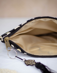 Tassel Clutch in Black - Sleek Party Purse with Zip