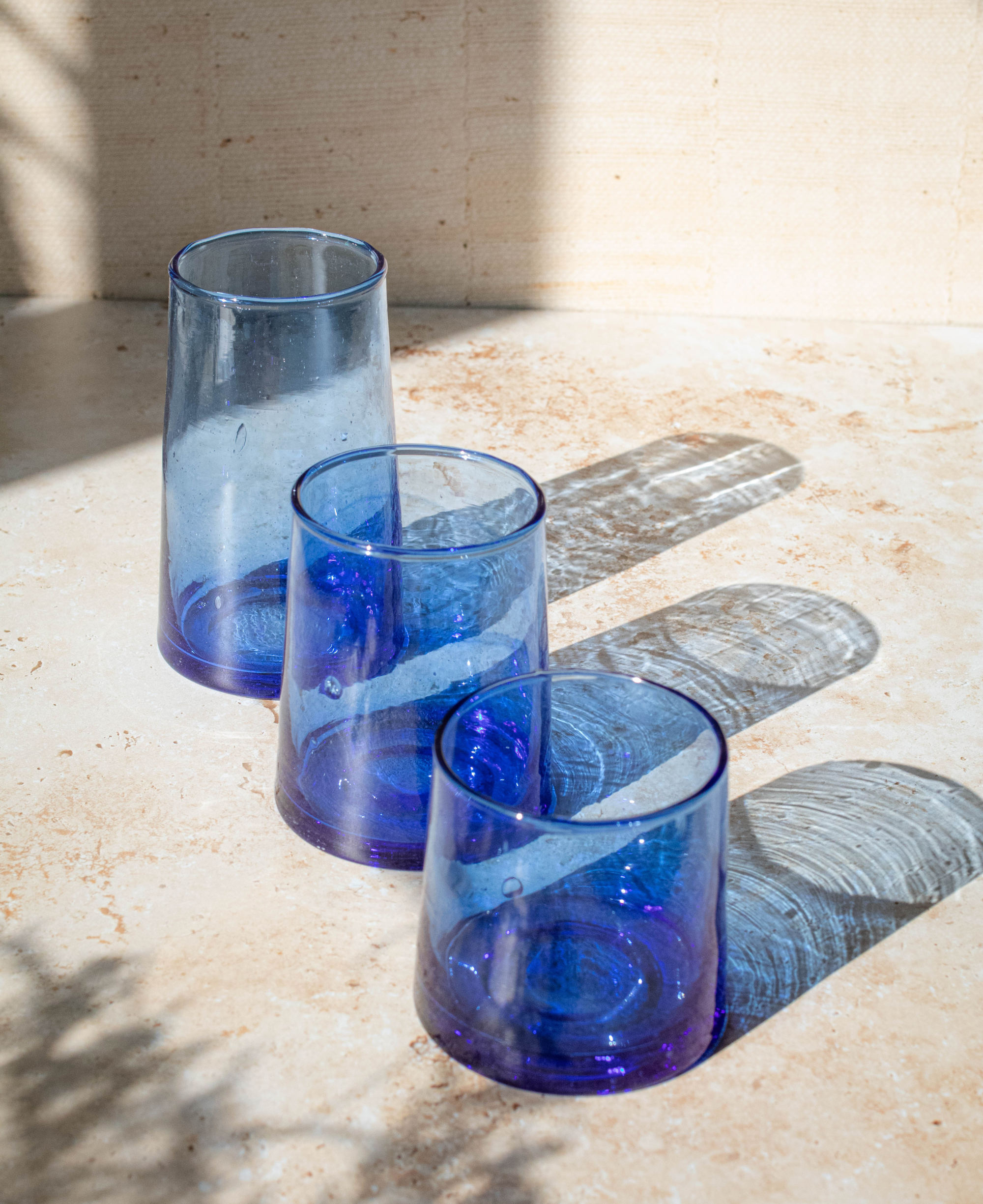 Recycled Moroccan Blue Tumbler/Highball Glass